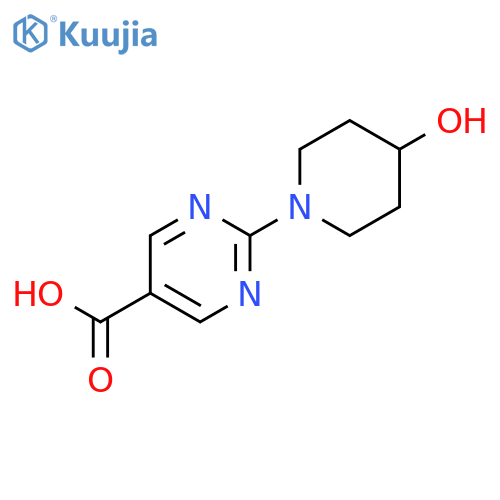 2-(4-Hydroxypiperidin-1-yl)pyrimidine-5-carboxylic acid structure