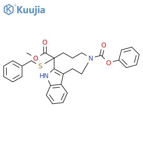 Azonino[5,4-b]indole-3,7(2H)-dicarboxylic acid, 1,4,5,6,7,8-hexahydro-7-[(phenylmethyl)thio]-, 7-methyl 3-phenyl ester structure
