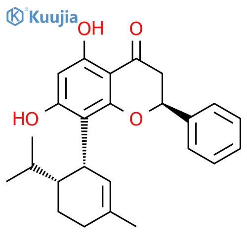 4H-1-Benzopyran-4-one, 2,3-dihydro-5,7-dihydroxy-8-[(1S,6R)-3-methyl-6-(1-methylethyl)-2-cyclohexen-1-yl]-2-phenyl-, (2S)- structure