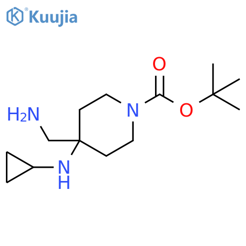 4-Aminomethyl-4-cyclopropylamino-piperidine-1-carboxylic acid tert-butyl ester structure