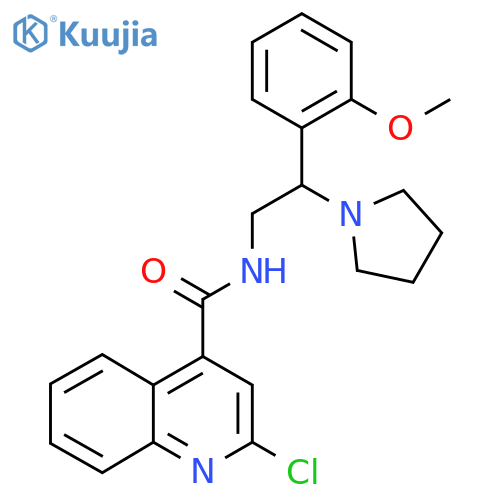 2-chloro-N-[2-(2-methoxyphenyl)-2-(pyrrolidin-1-yl)ethyl]quinoline-4-carboxamide structure