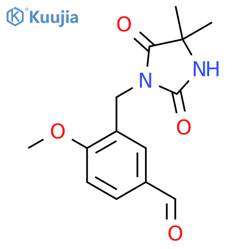 3-(4,4-Dimethyl-2,5-dioxoimidazolidin-1-yl)-methyl-4-methoxybenzaldehyde structure