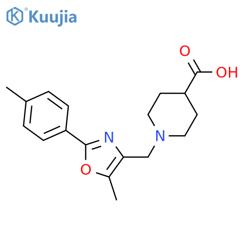 1-{[5-Methyl-2-(4-methylphenyl)-1,3-oxazol-4-yl]-methyl}piperidine-4-carboxylic acid structure