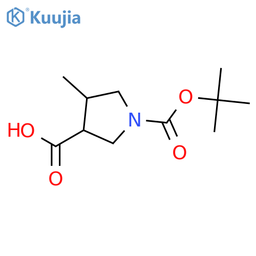 (3R,4R)-1-[(tert-butoxy)carbonyl]-4-methylpyrrolidine-3-carboxylic acid structure