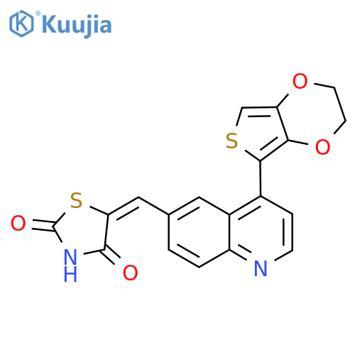 5-((4-(2,3-Dihydrothieno[3,4-b][1,4]dioxin-5-yl)quinolin-6-yl)methylene)thiazolidine-2,4-dione structure