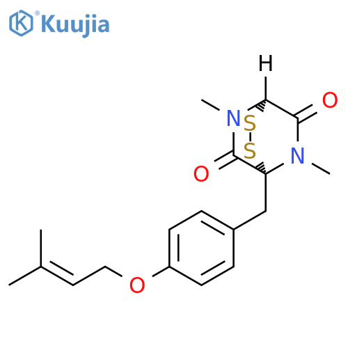 2,3-Dithia-5,7-diazabicyclo[2.2.2]octane-6,8-dione,5,7-dimethyl-1-[[4-[(3-methyl-2-buten-1-yl)oxy]phenyl]methyl]-, (1R,4R)- structure