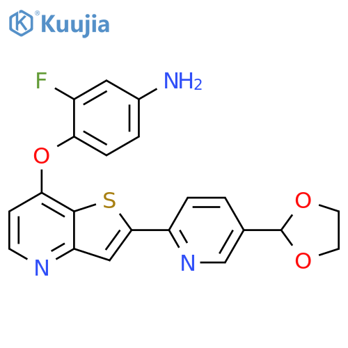 4-((2-(5-(1,3-dioxolan-2-yl)pyridin-2-yl)thieno[3,2-b]pyridin-7-yl)oxy)-3-fluoroaniline structure