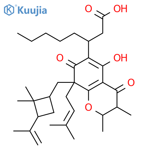 2H-1-Benzopyran-6-propanoicacid,8-[[2,2-dimethyl-3-(1-methylethenyl)cyclobutyl]methyl]-3,4,7,8-tetrahydro-5-hydroxy-2,3-dimethyl-8-(3-methyl-2-butenyl)-4,7-dioxo-b-pentyl- (9CI) structure