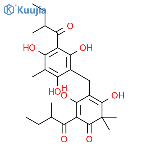 2,5-Cyclohexadien-1-one,3,5-dihydroxy-4,4-dimethyl-2-(2-methyl-1-oxobutyl)-6-[[2,4,6-trihydroxy-3-methyl-5-(2-methyl-1-oxobutyl)phenyl]methyl]-(9CI) structure