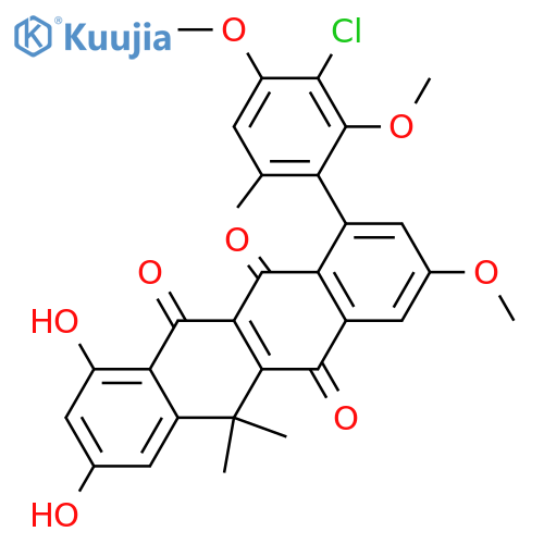 7-(2,4-Dihydroxy-6-methylphenyl)-2,4,9-trihydroxy-12,12-dimethyl-5,6,11(12H)-naphthacenetrione; 3'-Chloro, 2',4',9-tri-Me ether structure