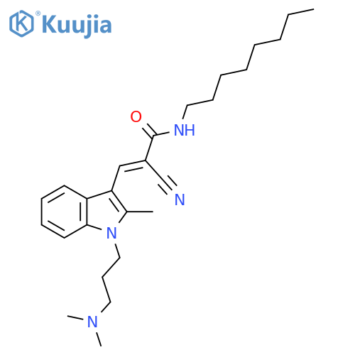 (E)-2-Cyano-3-[1-(3-dimethylamino-propyl)-2-methyl-1H-indol-3-yl]-N-octyl-acrylamide structure
