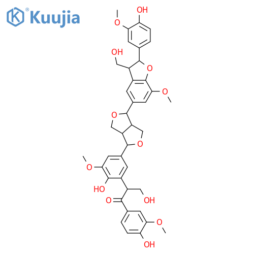 1-Propanone,2-[5-[4-[2,3-dihydro-2-(4-hydroxy-3-methoxyphenyl)-3-(hydroxymethyl)-7-methoxy-5-benzofuranyl]tetrahydro-1H,3H-furo[3,4-c]furan-1-yl]-2-hydroxy-3-methoxyphenyl]-3-hydroxy-1-(4-hydroxy-3-methoxyphenyl)- structure