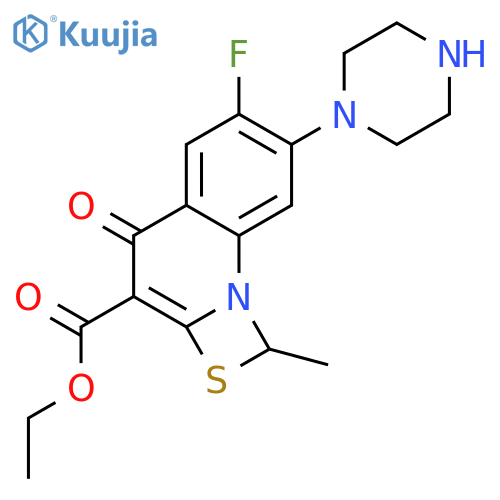 Ethyl 6-fluoro-1-methyl-4-oxo-7-(1-piprazinyl)-4H-[1,3]thiazeto[3,2-a]quinoline-3-carboxylate structure