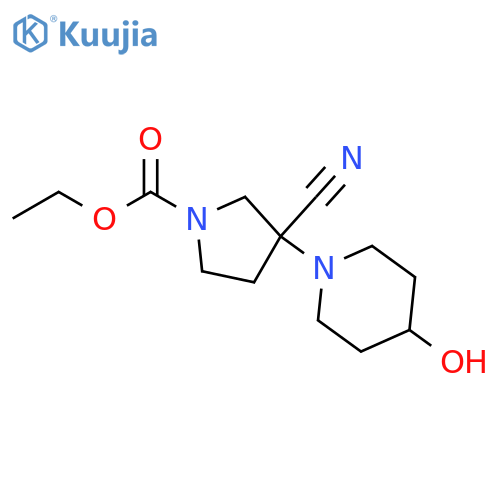 Ethyl 3-cyano-3-(4-hydroxypiperidin-1-yl)pyrrolidine-1-carboxylate structure