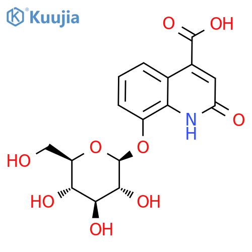 2-Oxo-8-[(2S,3R,4S,5S,6R)-3,4,5-trihydroxy-6-(hydroxymethyl)oxan-2-yl]oxy-1H-quinoline-4-carboxylic acid structure
