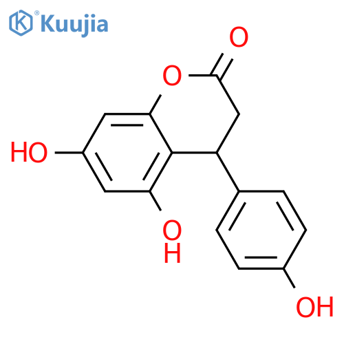3,4-Dihydro-5,7-dihydroxy-4-(4-hydroxyphenyl)-2H-1-benzopyran-2-one; (+)-form structure
