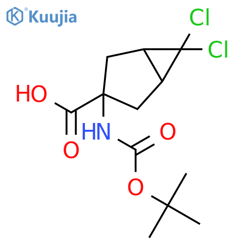 3-((tert-Butoxycarbonyl)amino)-6,6-dichlorobicyclo[3.1.0]hexane-3-carboxylic acid structure