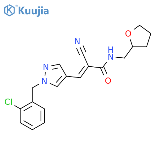 3-{1-[(2-chlorophenyl)methyl]-1H-pyrazol-4-yl}-2-cyano-N-[(oxolan-2-yl)methyl]prop-2-enamide structure