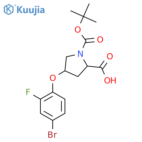 (2S,4S)-4-(4-Bromo-2-fluorophenoxy)-1-(tert-butoxycarbonyl)-2-pyrrolidinecarboxylic Acid structure