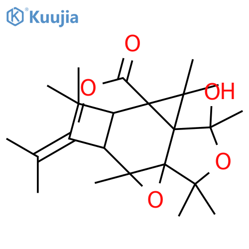 2H,4H,5H-Cyclobuta[f]cycloprop[d]oxireno[h]isobenzofuran-5a(5bH)-carboxylicacid, tetrahydro-4-hydroxy-2,2,4,5,5,6,6,7b-octamethyl-7-(1-methylethylidene)-,methyl ester, (1aS,4R,4aR,5aR,5bS,7aR,7bS)- (9CI) structure