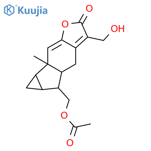 Cycloprop[2,3]indeno[5,6-b]furan-2(4H)-one,5-[(acetyloxy)methyl]-4a,5,5a,6,6a,6b-hexahydro-3-(hydroxymethyl)-6b-methyl-,(4aS,5R,5aS,6aR,6bS)- structure