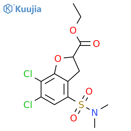 2-Benzofurancarboxylic acid, 6,7-dichloro-4-[(dimethylamino)sulfonyl]-2,3-dihydro-, ethyl ester structure