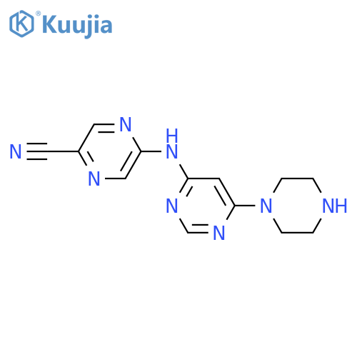 5-((6-(Piperazin-1-yl)pyrimidin-4-yl)amino)pyrazine-2-carbonitrile structure