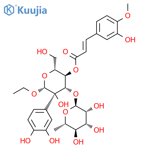 b-D-Glucopyranoside,2-(3,4-dihydroxyphenyl)ethyl 3-O-(6-deoxy-a-L-mannopyranosyl)-,4-[(2E)-3-(3-hydroxy-4-methoxyphenyl)-2-propenoate] (9CI) structure