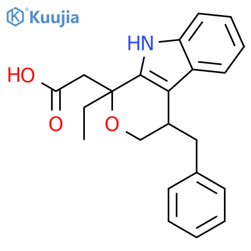 Pyrano[3,4-b]indole-1-aceticacid, 1-ethyl-1,3,4,9-tetrahydro-4-(phenylmethyl)-, (1S,4R)- structure