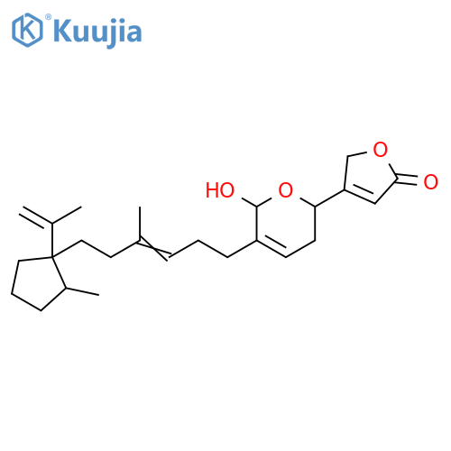 2(5H)-Furanone, 4-[3,6-dihydro-6-hydroxy-5-[4-methyl-6-[2-methyl-1-(1-methylethenyl)cyclopentyl]-3-hexenyl]-2H-pyran-2-yl]- (9CI) structure