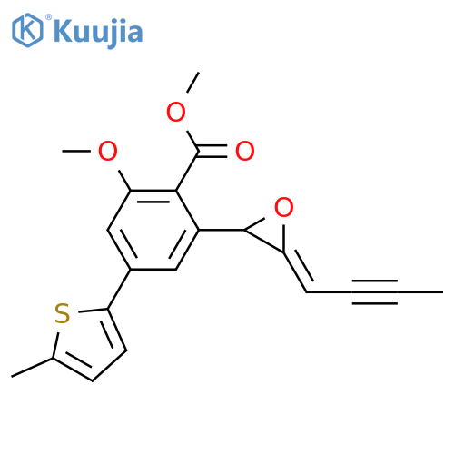 Benzoic acid,2-(2-butynylideneoxiranyl)-6-methoxy-4-(5-methyl-2-thienyl)-, methyl ester(9CI) structure