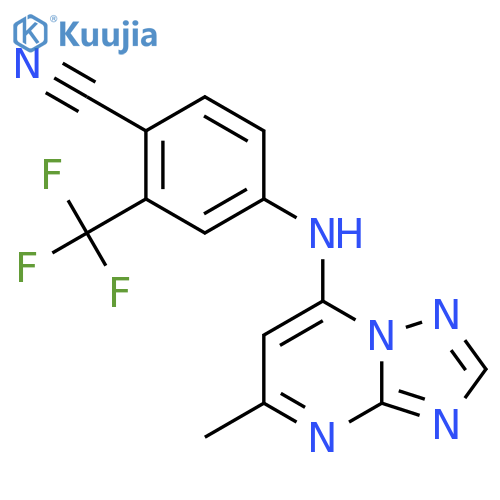 4-({5-methyl-1,2,4triazolo1,5-apyrimidin-7-yl}amino)-2-(trifluoromethyl)benzonitrile structure