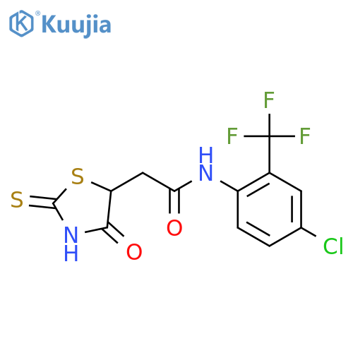 N-[4-Chloro-2-(trifluoromethyl)phenyl]-2-(2-mercapto-4-oxo-4,5-dihydro-1,3-thiazol-5-yl)acetamide structure