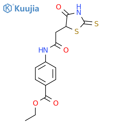 Ethyl 4-{[(2-mercapto-4-oxo-4,5-dihydro-1,3-thiazol-5-yl)acetyl]amino}benzoate structure