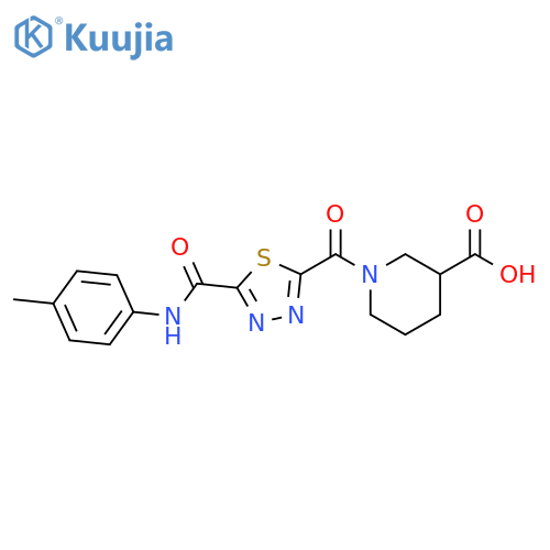 1-(5-{(4-Methylphenyl)aminocarbonyl}-1,3,4-thiadiazol-2-yl)carbonylpiperidine-3-carboxylic Acid structure
