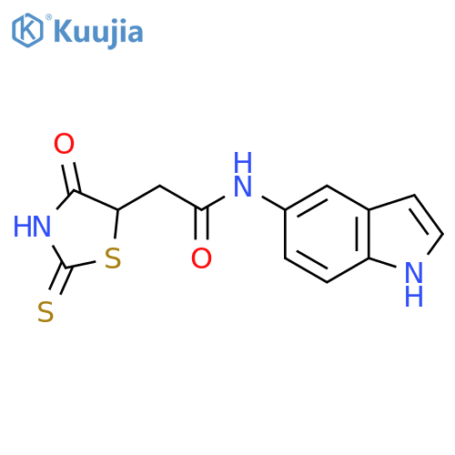 N-1H-Indol-5-yl-2-(2-mercapto-4-oxo-4,5-dihydro-1,3-thiazol-5-yl)acetamide structure
