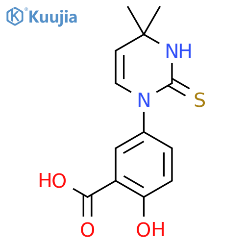 2-Hydroxy-5-(2-mercapto-4,4-dimethylpyrimidin-1(4H)-yl)benzoic acid structure
