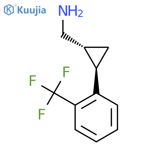 rac-(1R,2R)-2-2-(trifluoromethyl)phenylcyclopropylmethanamine structure