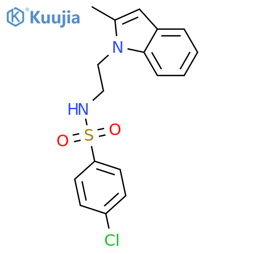 4-chloro-N-[2-(2-methyl-1H-indol-1-yl)ethyl]benzene-1-sulfonamide structure