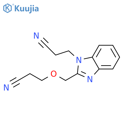 3-{[1-(2-cyanoethyl)-1H-1,3-benzodiazol-2-yl]methoxy}propanenitrile structure