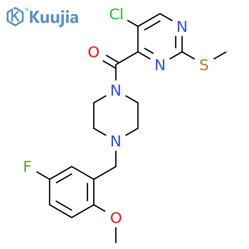 5-Chloro-4-{4-[(5-fluoro-2-methoxyphenyl)methyl]piperazine-1-carbonyl}-2-(methylsulfanyl)pyrimidine structure