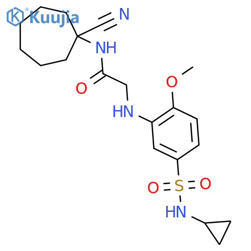 N-(1-Cyanocycloheptyl)-2-{[5-(cyclopropylsulfamoyl)-2-methoxyphenyl]amino}acetamide structure
