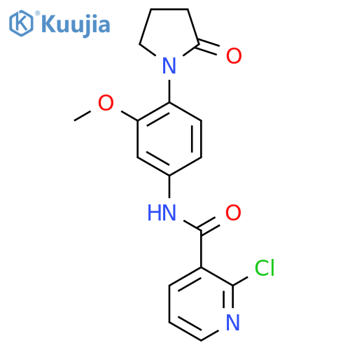 2-chloro-N-[3-methoxy-4-(2-oxopyrrolidin-1-yl)phenyl]pyridine-3-carboxamide structure