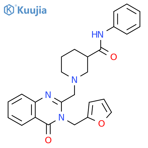 1-({3-(furan-2-yl)methyl-4-oxo-3,4-dihydroquinazolin-2-yl}methyl)-N-phenylpiperidine-3-carboxamide structure