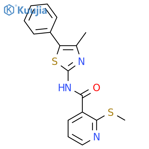 N-(4-methyl-5-phenyl-1,3-thiazol-2-yl)-2-(methylsulfanyl)pyridine-3-carboxamide structure