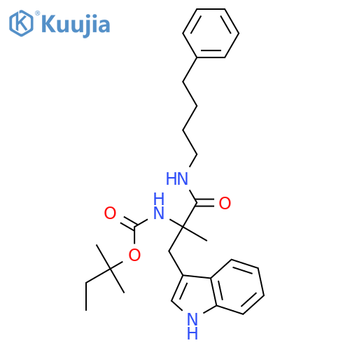 Carbamic acid, [1-(1H-indol-3-ylmethyl)-1-methyl-2-oxo-2-[(4-phenylbutyl)amino]ethyl]-, 1,1-dimethylpropyl ester, (±)- structure