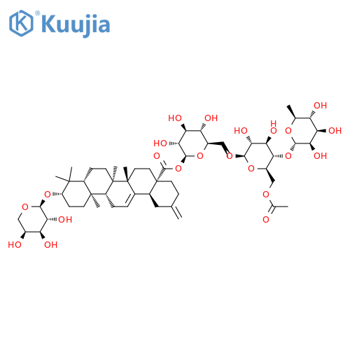 [(2S,3R,4S,5S,6R)-6-[[(2R,3R,4R,5S,6R)-6-(Acetyloxymethyl)-3,4-dihydroxy-5-[(2S,3R,4R,5R,6S)-3,4,5-trihydroxy-6-methyloxan-2-yl]oxyoxan-2-yl]oxymethyl]-3,4,5-trihydroxyoxan-2-yl] (4aS,6aR,6aS,6bR,8aR,10S,12aR,14bS)-6a,6b,9,9,12a-pentamethyl-2-methylidene-10-[(2S,3R,4S,5S)-3,4,5-trihydroxyoxan-2-yl]oxy-1,3,4,5,6,6a,7,8,8a,10,11,12,13,14b-tetradecahydropicene-4a-carboxylate structure