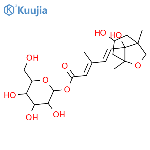 5,13-Epoxy-3,6-dihydroxycyclofarnesa-7,9-dien-11-oic acid; (3S,5R,6S,7E,9Z)-form, 11-O-β-D-Glucopyranosyl ester structure