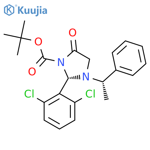 tert-Butyl (S)-2-(2,6-dichlorophenyl)-5-oxo-3-((S)-1-phenylethyl)imidazolidine-1-carboxylate structure