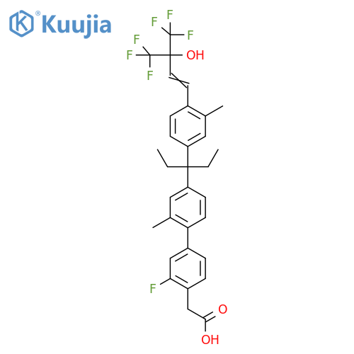 2-[2-Fluoro-4-[2-methyl-4-[3-[3-methyl-4-[4,4,4-trifluoro-3-hydroxy-3-(trifluoromethyl)but-1-enyl]phenyl]pentan-3-yl]phenyl]phenyl]acetic acid structure